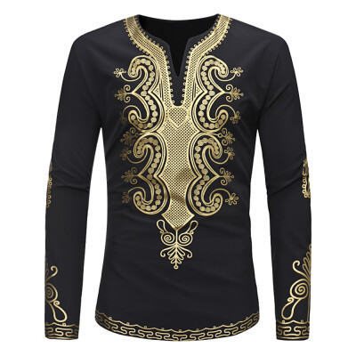 

Ethnic Style V-neck Collar Printing Shirt Teenage Top