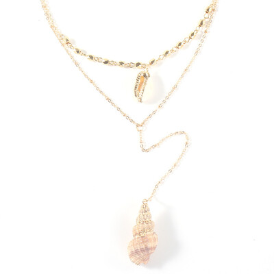 

Bohemian Natural Sea Shell Cowrie Necklace For Women Choker Rope Chain Gold Sequins Multi Layer Necklaces Beach Summer Jewelry