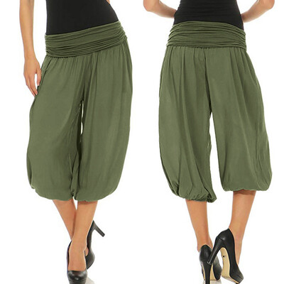 

Tailored Womens Casual Solid Shorts Pants Harem Pants Splice Elastic Band Loose Pants
