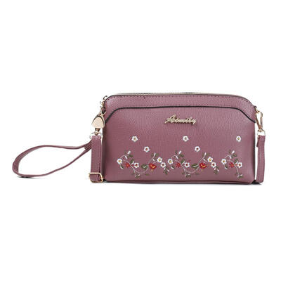 

Flower Embroidery Clutch Shoulder Handbags Women PU Leather Crossbody Bags