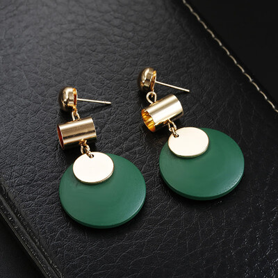 

116 Fashion Statement Drop Round Wood Earrings for Women Geometry Hollow Alloy Dangle Earring Ethnic Jewelry Gifts