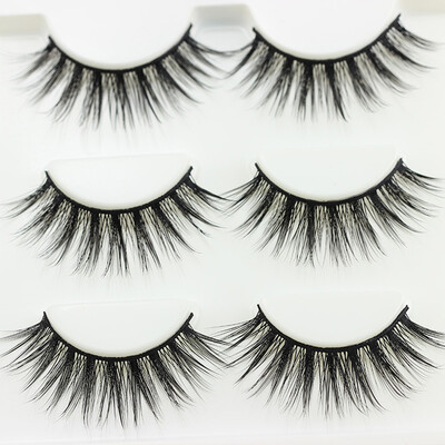 

〖Follure〗3 Pairs Thick Long Cross Party False Eyelashes Black Band Fake Eye Lashes