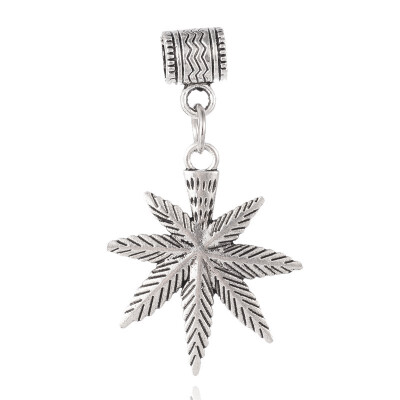 

Coconut Leaf Tibetan Style Alloy European Dangle Beads Large Hole Pendants Antique Silver 46mm Hole 5mm