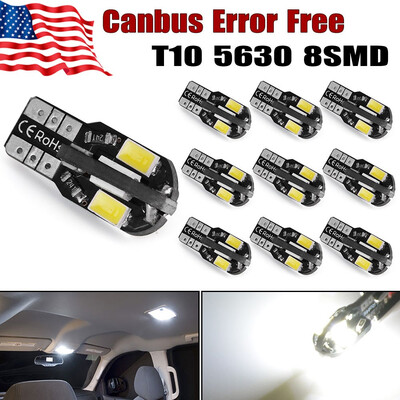 

10X Canbus Error Free 6000K White T10 5630 8SMD Led Dome License Plate Lights US