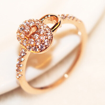 

High Quality Lock Shaped Crystal Wedding Rings Womens Zircon Engagement Wedding Rings Fashion Jewelry