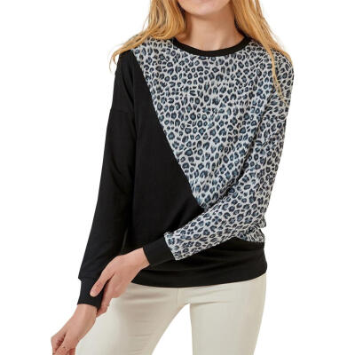 

Women Pullover Loose T-Shirt Long Sleeve Leopard O-Neck Fashion Autumn Tops