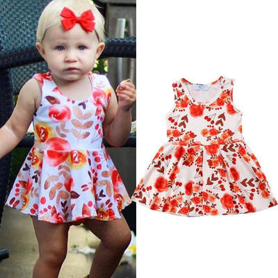 

Toddler Princess Baby Kids Girl Dress Party Tutu Summer Floral Dress Cute