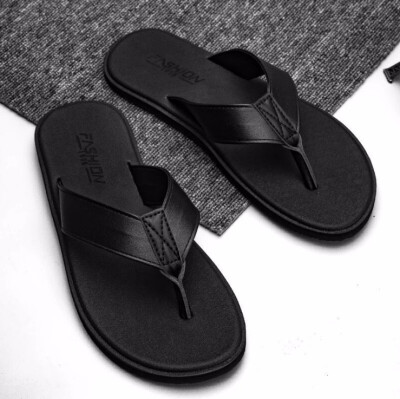 

Mens slippers summer 2019 new flip-flops casual leather slippers Korean version of sandals sandals tide beach drag