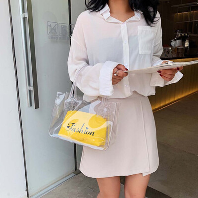 

Tailored Fashion Women Candy Color Beach Bags Handle Bags Letter Waterproof Handbag Bag