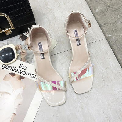 

Summer sandals 2019 new French heels with sexy Internet celebrities&open-toed fairies