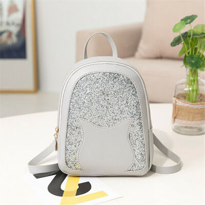 

2019 New Style Patchwork Women Sequined Girls Mini Faux Leather Backpack Rucksack School Bag Travel New
