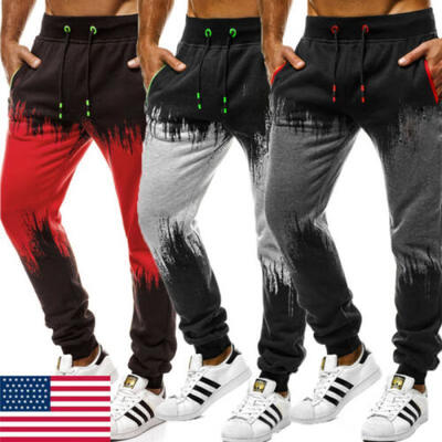 

US Jogging Pants Men Gradient Color Sport Sweatpants GYM Training Bodybuilding