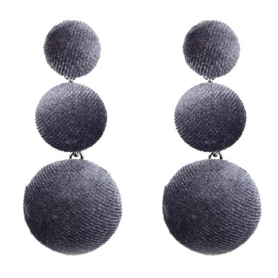 

Women Earrings Boho Round Button Long Ball Pom Pom Dangle Drop Earrings