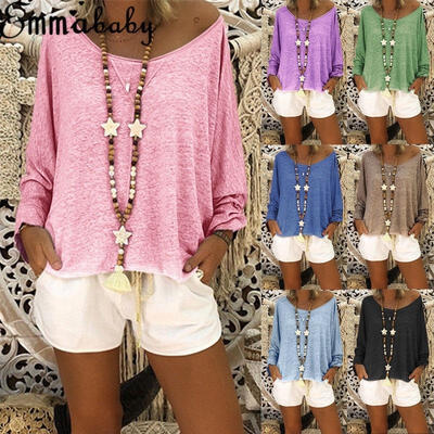

Boho Girls Fashion Sexy Women Plain V Plunge Long Sleeve Casual Ladies Blouse Tops Shirt Baggy