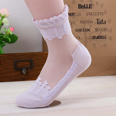 

Ultra-thin Sweet Crystal Socks Non-slip Lace Transparent Long Crystal Socks