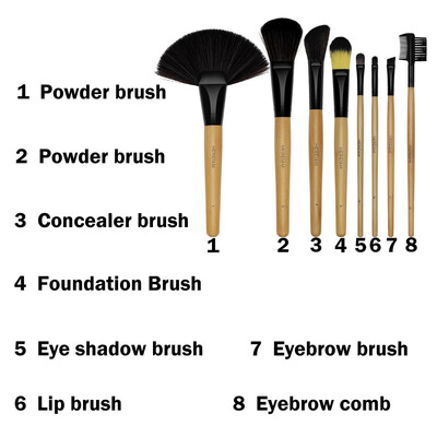 

Toponeto 8PCS Makeup Wooden Brush Set Eye Shadow Brush Cosmetics Blending Brush Tool