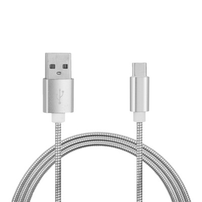 

34A Stainless Steel Spring Quick Charge Type-C USB 31 Charging Cable with High-Speed Data Transmission