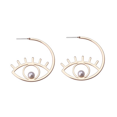 

Creative Fashion Eye Shape Alloy Faux Pearl Women Ear Stud Earrings Jewelry Gift