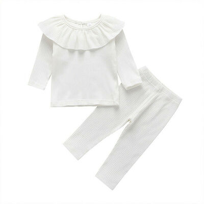 

Toddler Baby Girl Clothes Knitted Ruffle Tops T-Shirt Leggings Pants Outfits