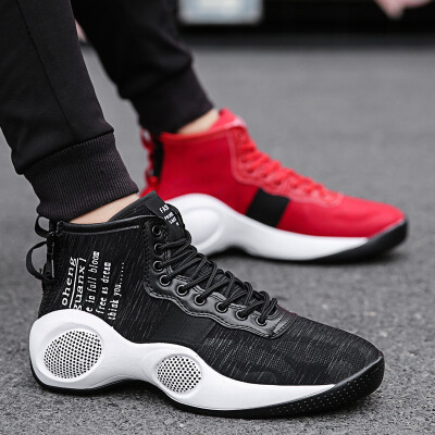 

Spring&autumn breathable wear-resistant basketball shoes running sports shoes trend mens high help