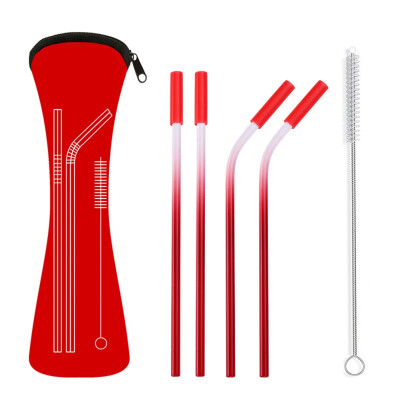 

4Pcs Reusable Drinking Straw With Bag Travel Outdoor Household Home Kitchen Bar Accessories