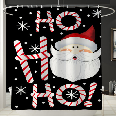 

Gobestart Santa Christmas Print Toilet Bathroom Mat And Shower Curtain Four-Piece Set