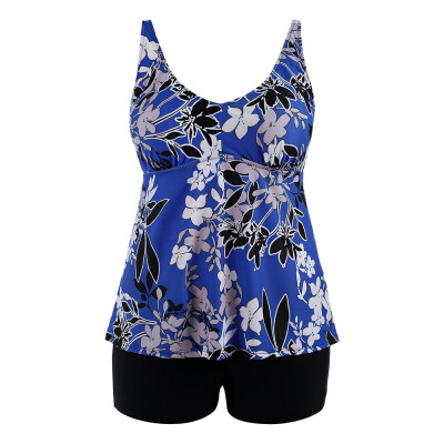 

Floral Padded High Waisted Plus Size Tankini Set