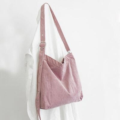 

2019 Women Adjusted Straps Handbags High Capacity Corduroy Shoulder Bags Foldable Reusable Shopping Bags Fashion Travel Bags