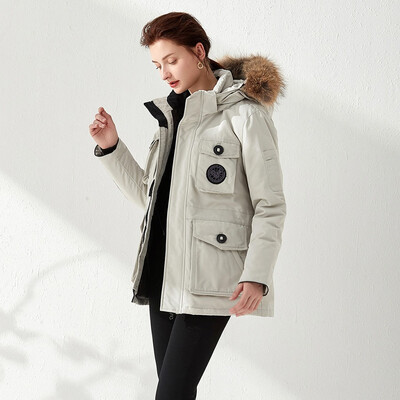 

Roseonmyhand Women Winter Large Size Long Casual Down Jacket Faux Collar Loose Thick Coat