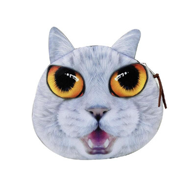 

Cute Fashion Women Coin Purse Cat Animal Head Print Zipper Closure Mini Wallet Small Clutch Bag