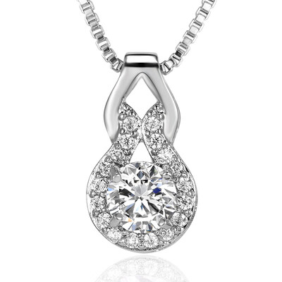 

Silver Color Necklace Waterdrop CZ crystal Zircon Stone Pendant Necklace Jewelry Women Bridal Wedding Collare Necklaces 47cm