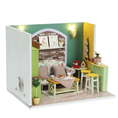 

Gotoamei DIY Christmas House Assemble Miniature Dollhouse LED Furniture Kit Xmas Gift