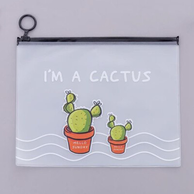 

Cactus Pencil Case Cute Transparent Waterproof Pen Pouch Kawaii Stationery Large Capacity Storage Bag