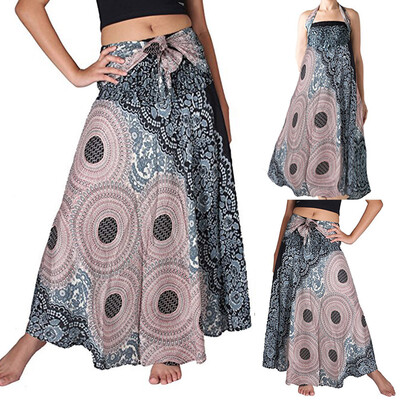 

Roseonmyhand Women Long Hippie Bohemian Gypsy Boho Flowers Elastic Floral Hlater Skirt