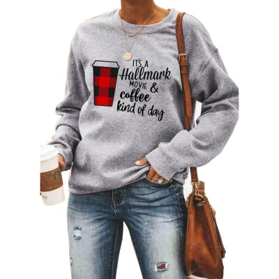 

Womens Winter Sweatshirts Christmas Tree Print Long Sleeve Loose Tops Shirt Jumper