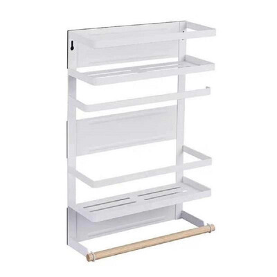 

LSF2019052 Kitchen Rack Fridge Organizer Refrigerator Side Shelf Magnetic Fridge Organizer Paper Towel Holder Spice Jars Rack Kitc