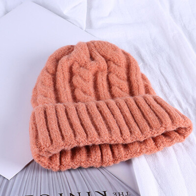 

Tailored Womens Winter Warm Candy Colors Knitted Sleeve Hat Plus Velvet Wooly Cap Soft