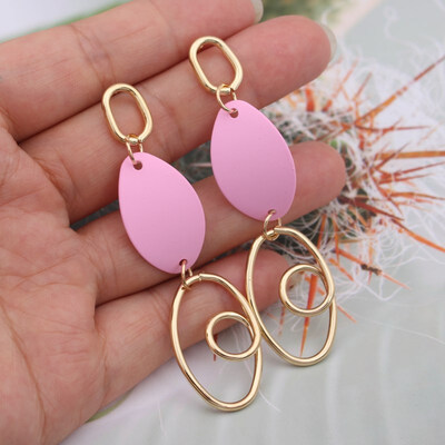 

EK736 Korean Fashion Metal Waterdrop Pendant Earrings for Women Geometric Romantic Wedding Jewelry Long Pendientes Girl Gift