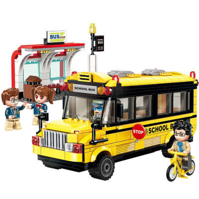 

Building Blocks School Bus Bike Platform Figures Educational Toys With 440 Blocks For Children 6 Years And Over