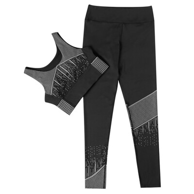

Fashion Printed Moisture Wicking Yoga Sports Suit for Women with Chest Pads