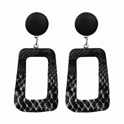 

PU Brown Snake Skin Drop Earrings For Women Hollow Square Leather ZA Maxi Earrings African Party Wedding India Fashion Jewelry