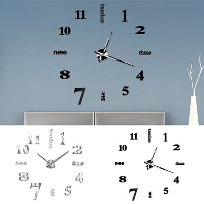

DIY 3D Acrylic Mirror Surface Wall Decorative Clocks Living Room Modern Design