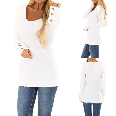 

Starmoon Women Girls Plus Size V Neck Button Shirt Long Sleeve T Shirt Blouse Tops