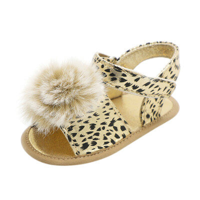 

Infant Baby Girl Leopard Ball Crib Shoes Soft Sole Anti-slip Single Shoes Sandal