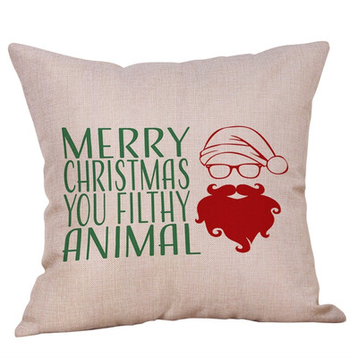 

Siaonvr Merry Christmas Pillow Cases Cotton Linen Sofa Cushion Cover Home Decor
