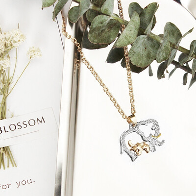 

Mothers Day Gift Creative Necklace 18K Gold Cute Animal Double Elephant Pendant Gold