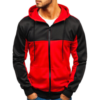 

Toponeto Mens New Fashion Casual Patchwork Slim Hoodie Outwear Blouse Zipper Sweatshirt