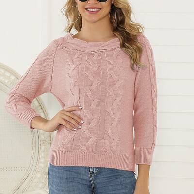 

Tailored Women Casual Solid Color Pullover long Sleeve Loose Knitted Sweater Tops
