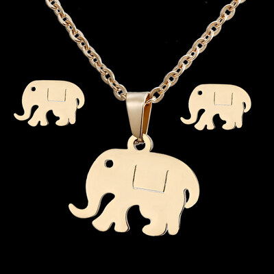 

Charms Jewelry Set Animal Horse Dragonfly Wedding Jewelry set Women Gold-Color Jewelry Stainless Steel Necklace Stud Earrings