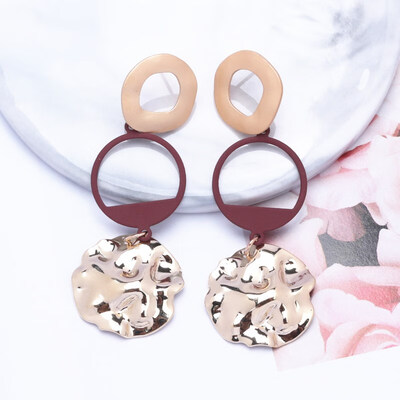 

EK445 Japan&South Korea Multi-layer Big Round Drop Earrings for Women Fashion Wild Earrings Unique Handmade Earrings Punk